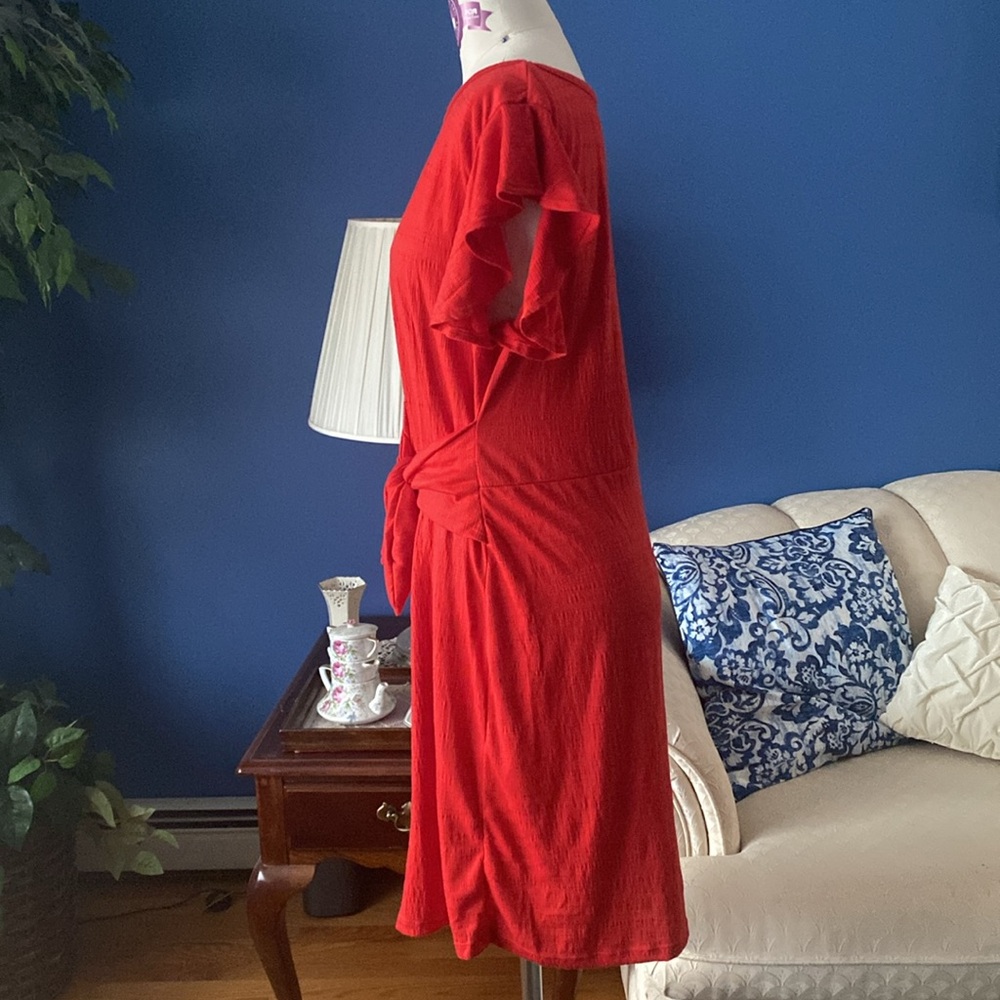 Max Studio Textured Side Tie, Flutter Sleeve Dress - image 5